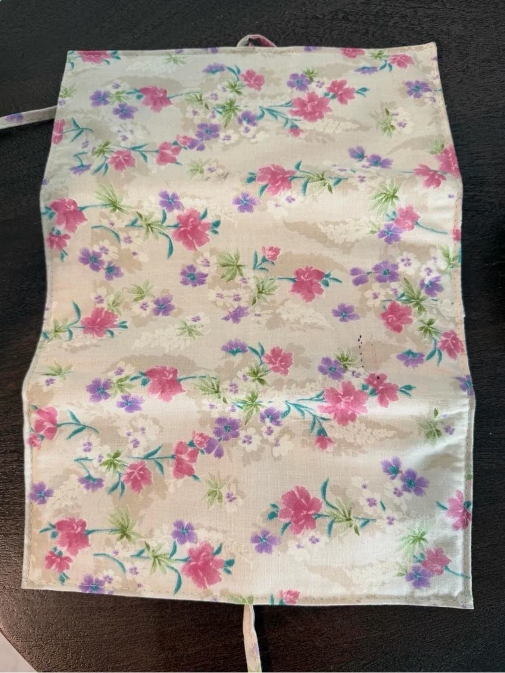 Floral Tie-Wrap Jewelry Roll - Pink Floral